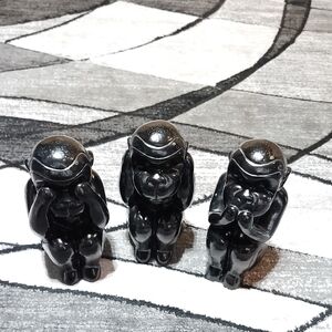 VINTAGE THREE BLACK MONKEYS SEE-HEAR-SPEAK NO EVIL FIGURINES